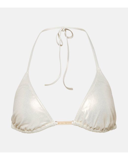 Melissa Odabash White Andorra Triangle Metallic Bikini Top