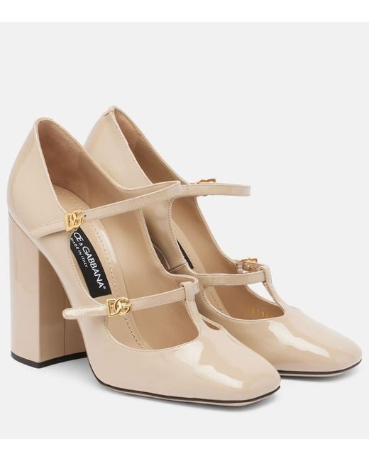 Dolce & Gabbana Natural Mary-Jane-Pumps Dg 105 Aus Lackleder