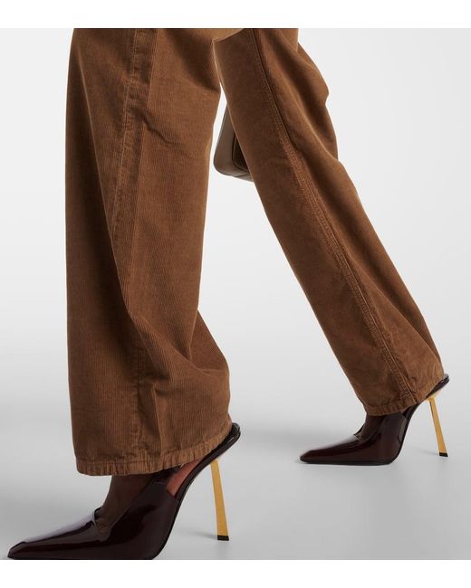 Saint Laurent Brown High-Rise Wide-Leg Jeans