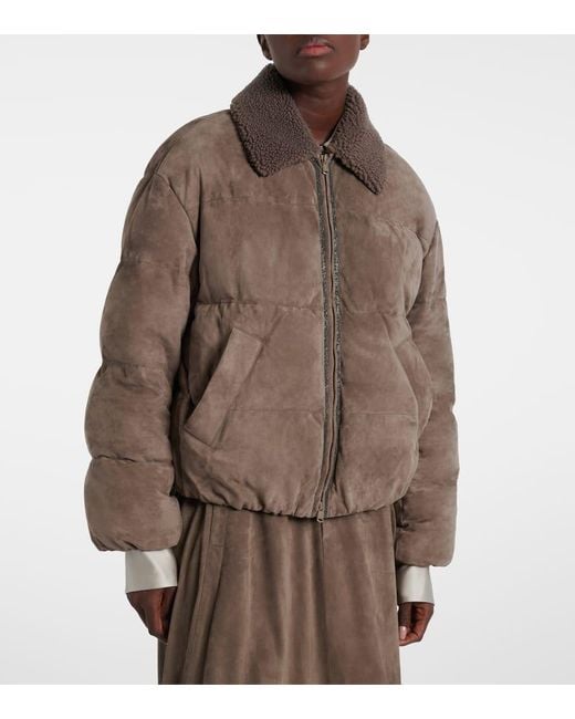 Brunello Cucinelli Brown Suede Down Jacket