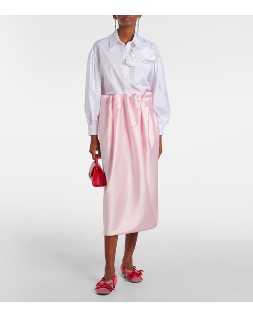 Simone Rocha White Floral-Applique Cotton Shirt