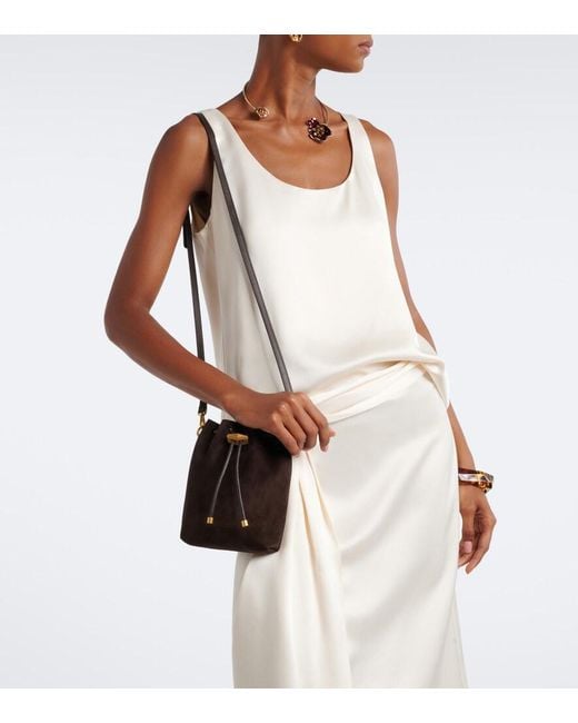 Jimmy Choo Black Bon Bon Small Suede Bucket Bag