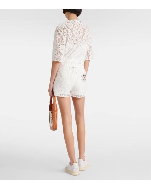 Shorts de encaje floral Gucci de color White