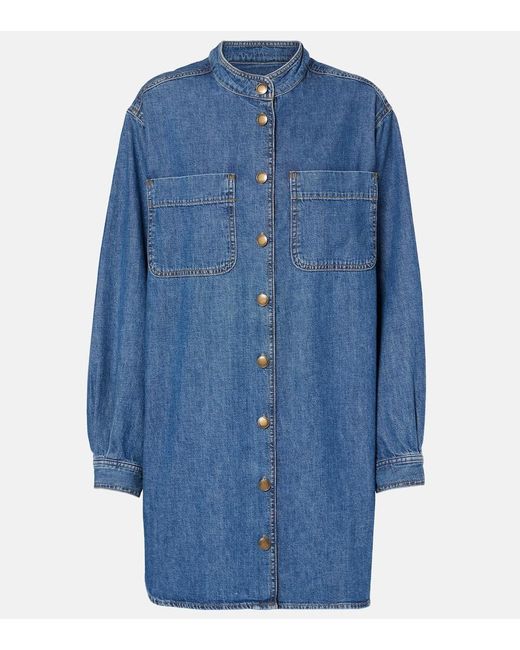 FRAME Blue Hemdblusenkleid Double Pocket Aus Denim