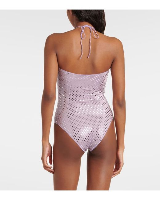 Oseree Pink Disco Necklace Halterneck Swimsuit