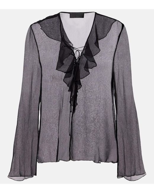 Nili Lotan Gray Bluse Gisella Aus Seidenchiffon