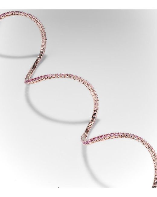 Roxanne First Metallic 14Kt Rose Tennis Necklace With Sapphires