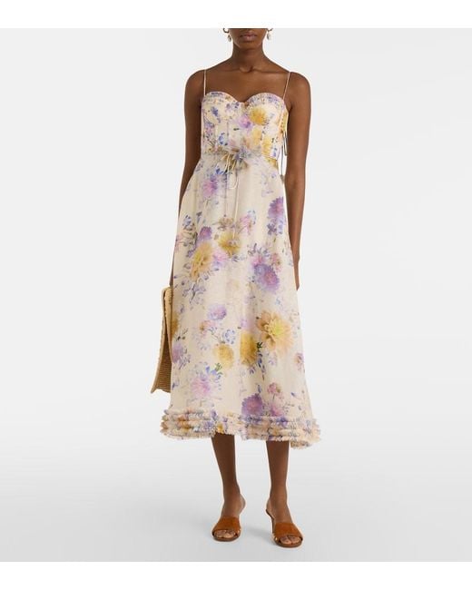 Zimmermann White Luna Ruffle Midi Dress