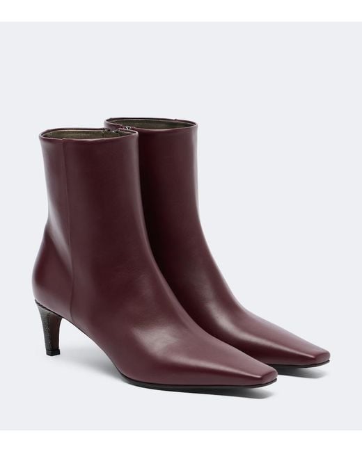 Brunello Cucinelli Purple Monili Leather Ankle Boots