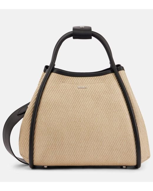 Max Mara Natural Marine Small Raffia Tote Bag