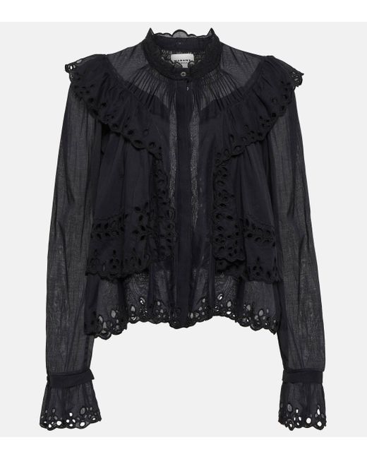 Blouse Kelmon brodee en coton Isabel Marant en coloris Black