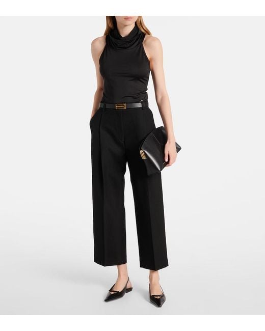 Victoria Beckham Black Draped Jersey Top