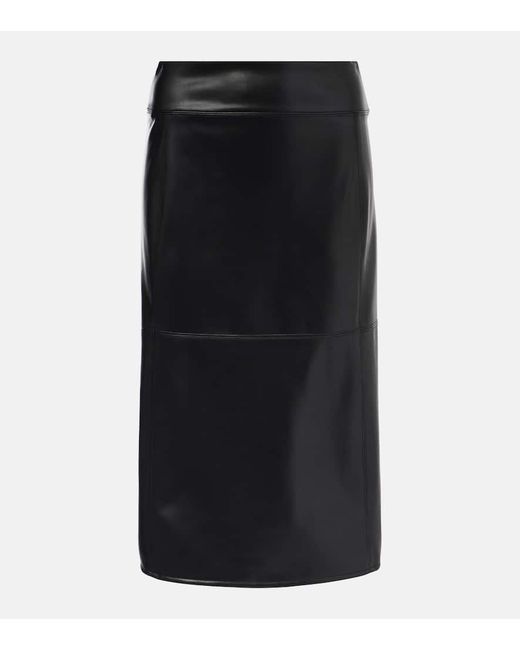 Max Mara Black Plata Faux Leather Midi Skirt