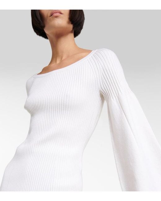 Dorothee Schumacher White Sleek Ribs Wool-Blend Sweater