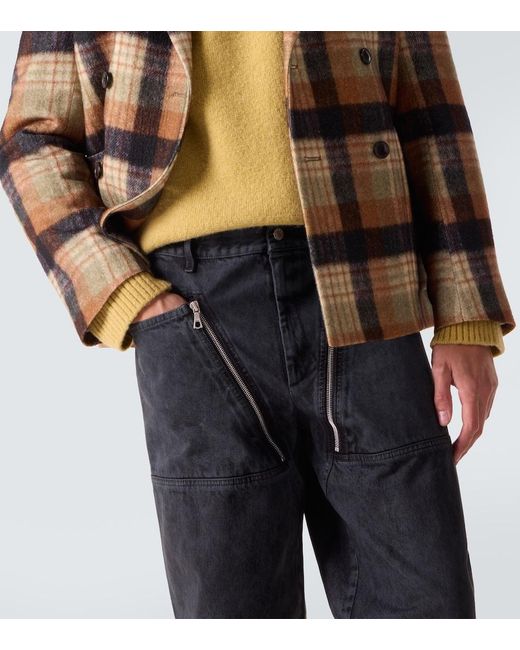 Dries Van Noten Gray Zip-Detail Wide-Leg Jeans for men