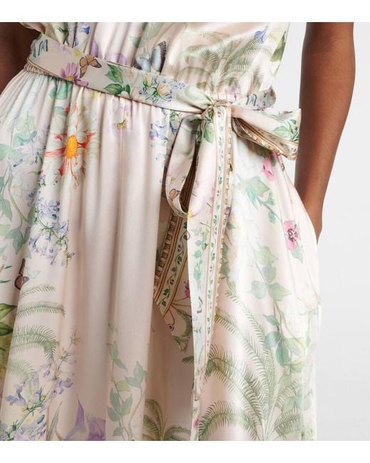 Robe Longue En Soie A Cristaux Camilla en coloris Natural