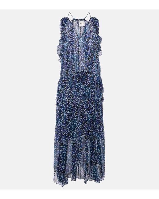 Isabel Marant Blue Fadelo Printed Muslin Midi Dress