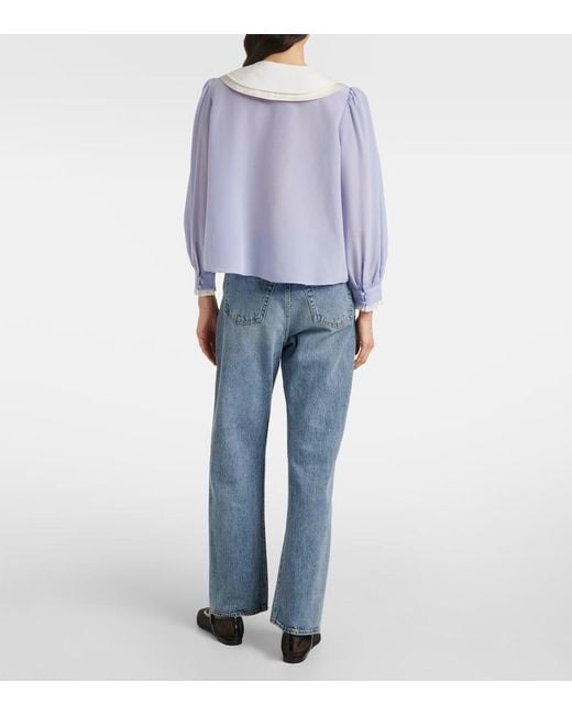 Rixo Blue Eimer Silk Top