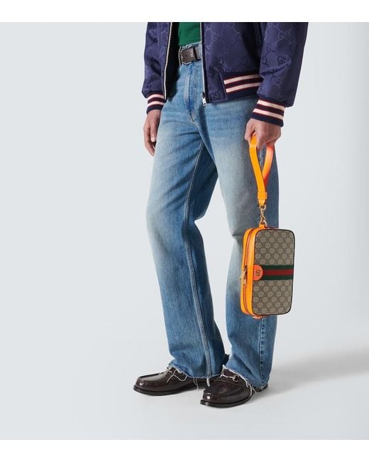 Gucci Orange Ophidia Small GG Canvas Crossbody Bag for men