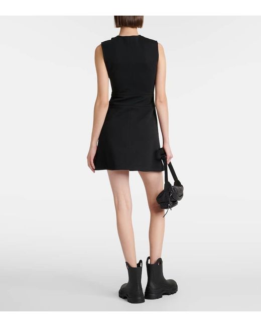 Moncler Black Half-zip Cotton-blend Minidress
