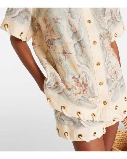 Zimmermann Natural Printed Linen Shirt