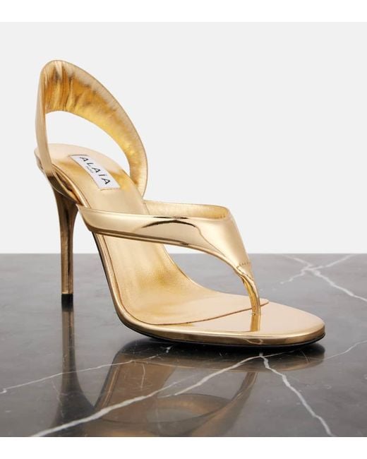 Alaïa Sandalen Infradito 90 Aus Metallic-Leder