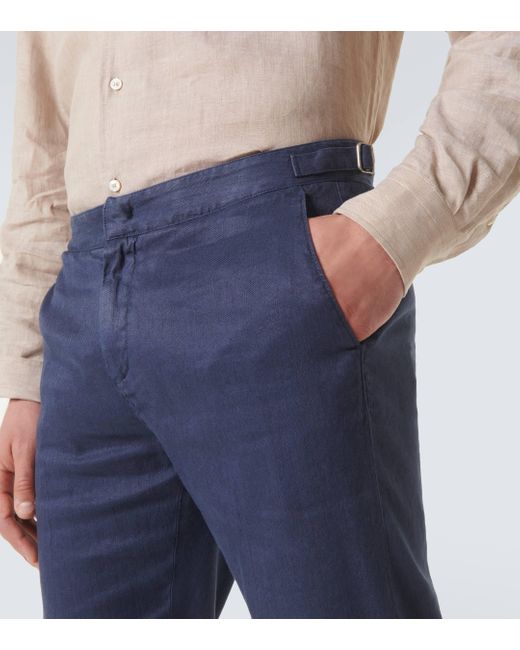 Pantalon slim en lin et coton Loro Piana pour homme en coloris Blue