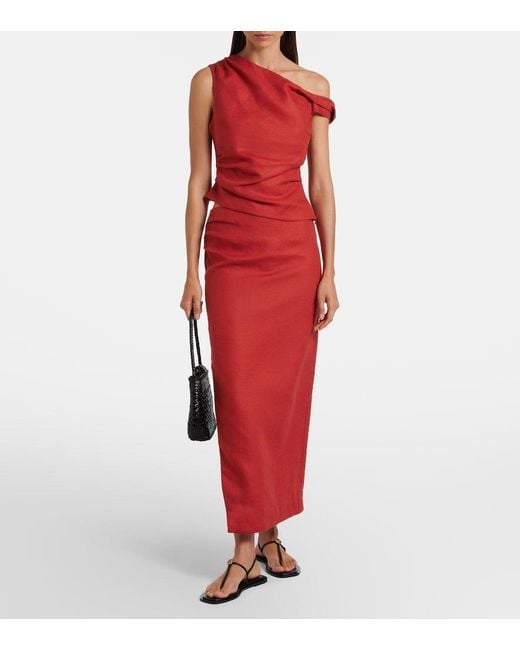 Sir Red Asymmetric Linen Top