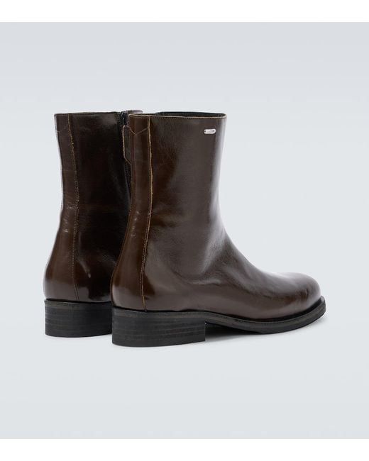 Our Legacy Brown Camion Leather Ankle Boots for men