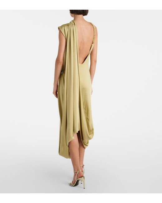 Victoria Beckham Green Embellished Satin Midi Dress