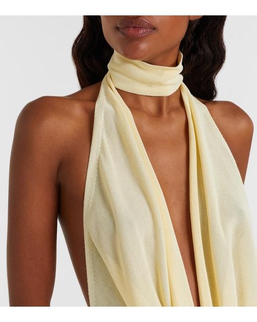 AYA MUSE White Draped Jersey Gown