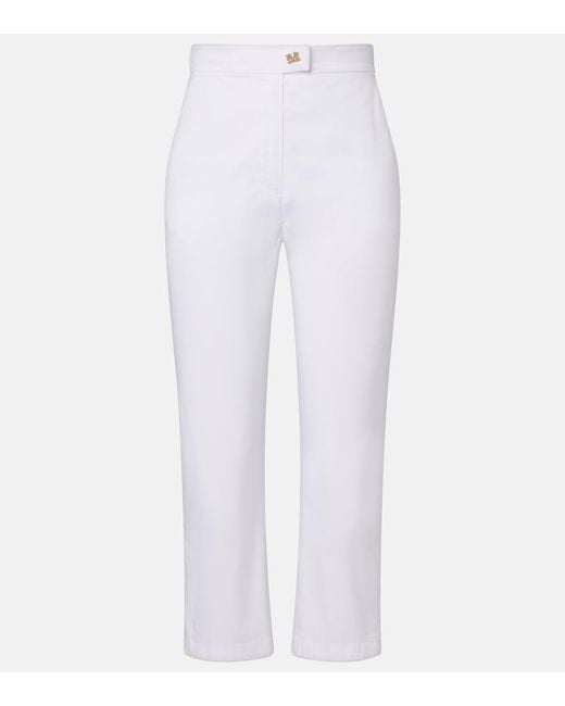 Max Mara White Curve Cotton-Blend Cropped Straight Pants