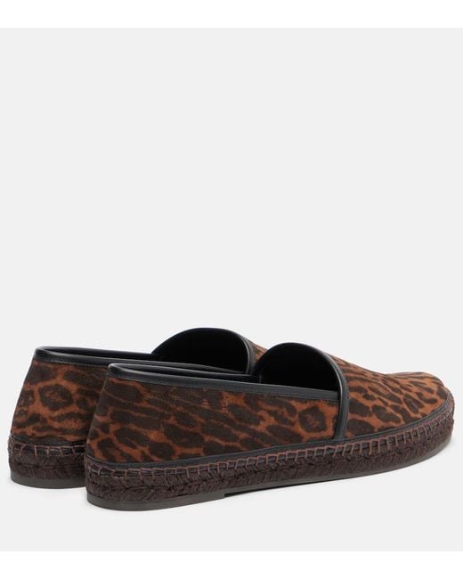 Tom Ford Brown Leopard-Print Suede Espadrilles
