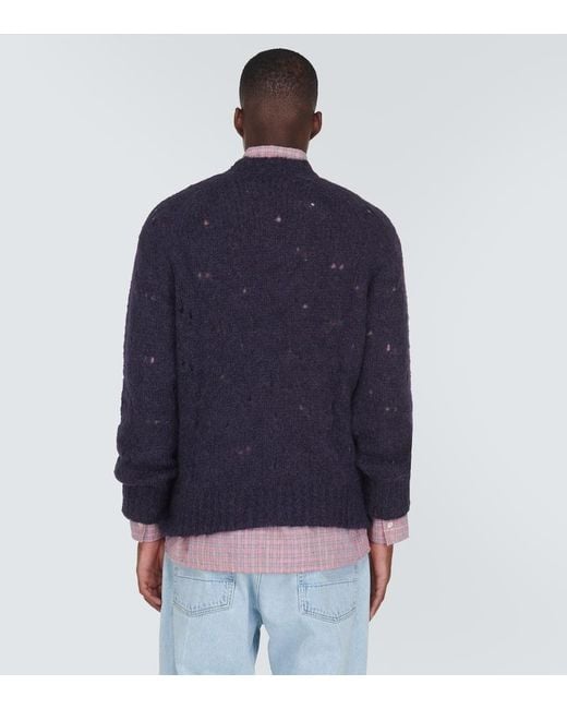 Our Legacy Blue Needle Drop Raglan Wool-Blend Sweater for men