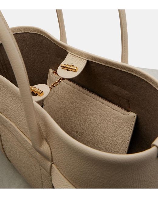 Loro Piana Natural Ghiera Small Leather Shopper