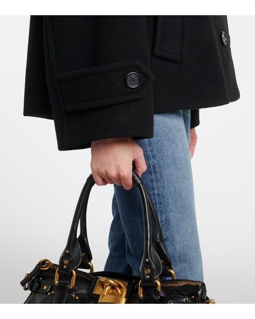 Chloé Black Double-Breasted Wool-Blend Peacoat