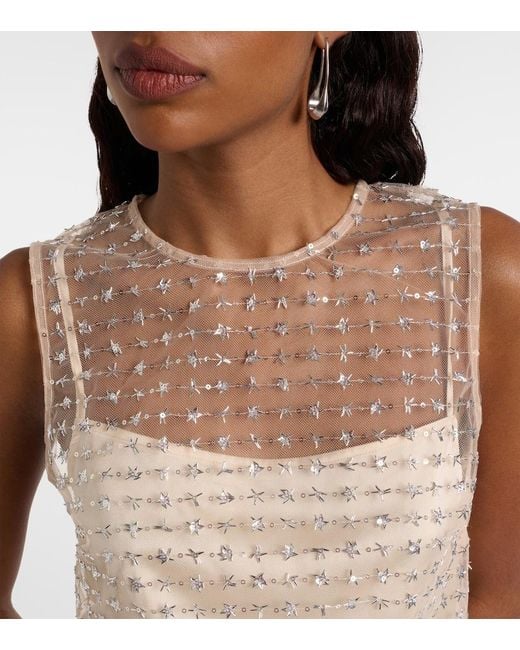 Staud Natural Seraphina Sequined Tulle Top