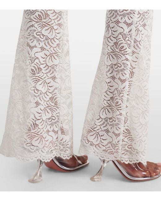 Bananhot White Vecna Sheer Lace Flared Pants