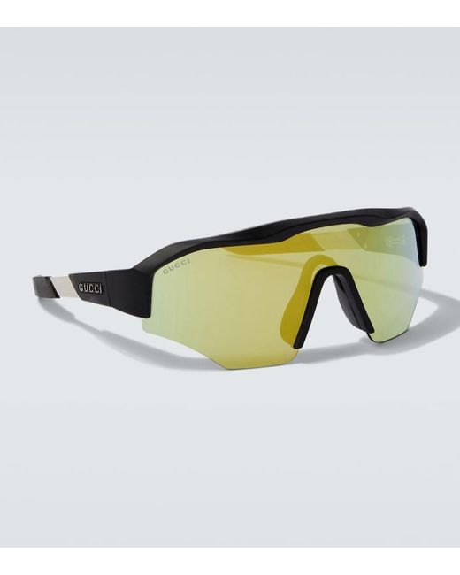 Gucci Black Logo Shield Sunglasses for men