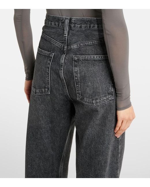 Agolde Gray High-Rise Straight Jeans Kelly