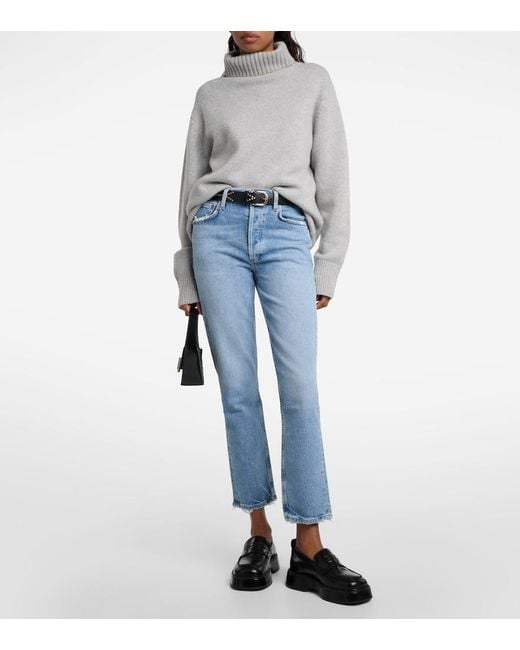 Agolde Blue Riley High-Rise Straight Jeans