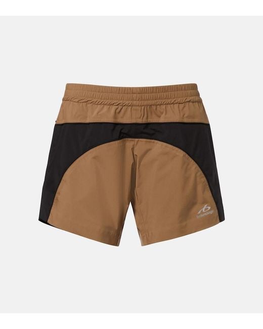 Balenciaga Brown Colorblocked Taffeta Shorts