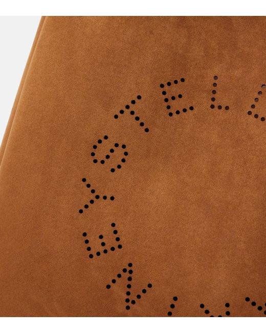 Stella McCartney Brown Logo Large Faux Suede Tote Bag