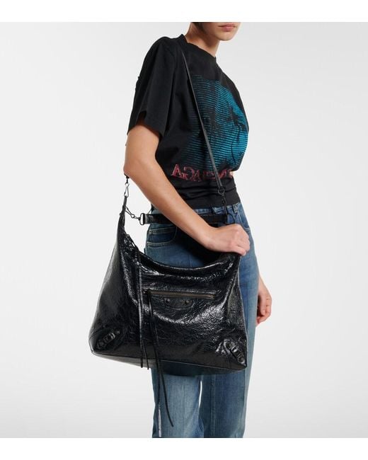Balenciaga Black Le City Medium Leather Shoulder Bag