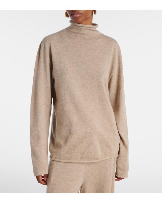 Jil Sander Brown Cashmere Turtleneck Top