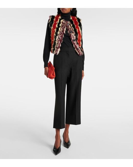 Missoni Red Striped Faux Fur Vest