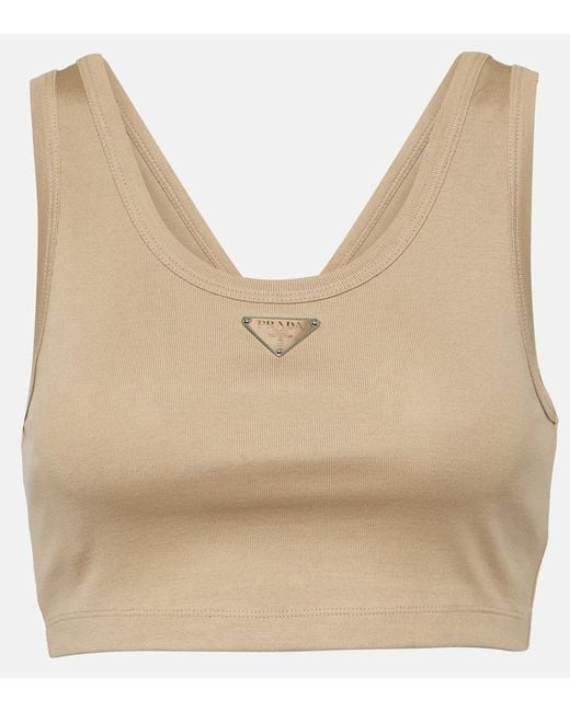 Prada Natural Top Aus Baumwoll-Jersey