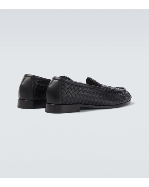 Bottega Veneta Black Silenzio Intrecciato Leather Loafers for men