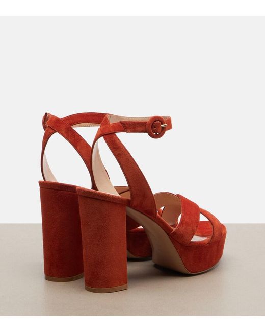 Gianvito Rossi Red Sabrina Suede Platform Sandals