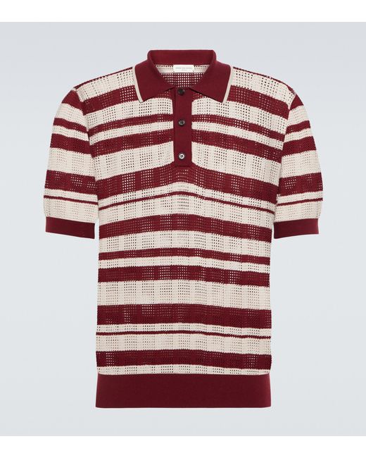 Dries Van Noten Striped Knitted Polo Shirt in Red for Men | Lyst